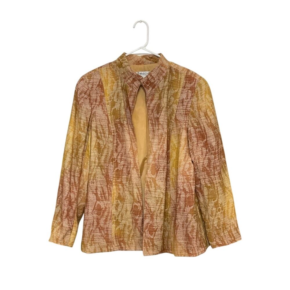 Coldwater Creek Womens Open Front Multicolored Jacket Size Large Textured Sunset
